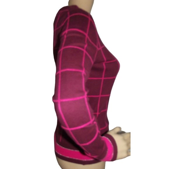 A New Day Cardigan Sweater Womens XS Burgundy Pink Printed Button Front Cotton - Picture 6 of 8